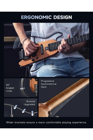 Donner Hush-x Headless Traveller Elektro Gitar Seti Natural