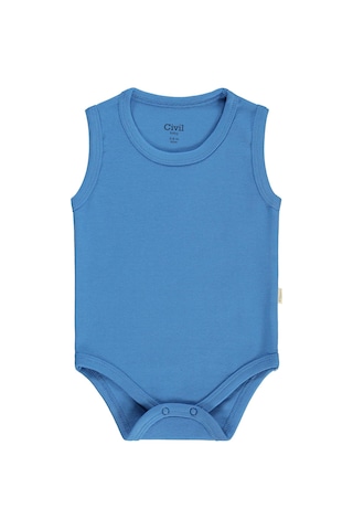 Civil Baby Düz Renkli 3-36 Ay Çıtçıtlı Badi - Mavi Açık Saks Mavi