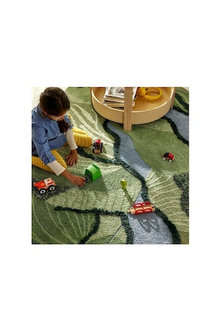 Ikea Grejsımojs Çocuk Oyun Halısı 153 X 215 Cm Yeşil - Siyah - Mavi Çok Renkli