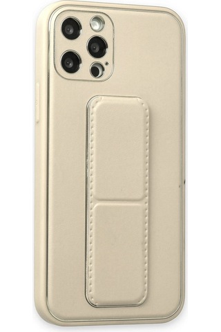 Newface Apple iPhone Uyumlu 12 Pro Kılıf Coco Deri Standlı Kapak Glblseme - 1 - Beyaz