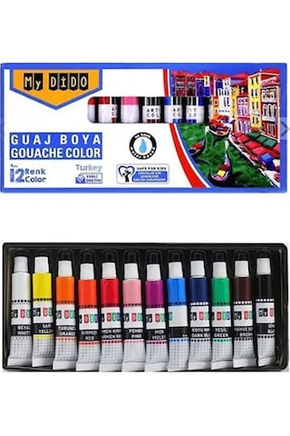 12 Renk Guaj Boya Mydido 35x50 Cm Telli Spralli Resim Defteri Palet Resim Fırçası 15 Yaprak Guajboya Resim Defteri Çok Renkli