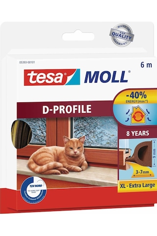 Tesamoll D-profil Kapı Pencere İzolasyon Bandı, Kahverengi, 6m X 9mm X 7mm Diğer