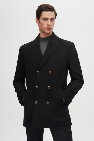 Ds Damat Regular Fit Siyah Kruvaze Denizci Metal Düğme Detaylı Kaşe Kaban 1hf08ort10005 001