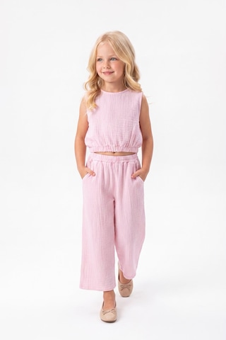 Mnk Baby & Kids Kız Çocuk Pamuklu Müslin Rahat Takım M00826 Pembe