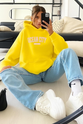 Benroma Ocean Cıty Baskılı Sweatshırt Sarı