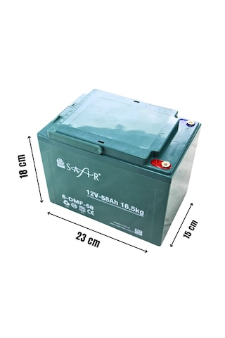 Safir Jel Akü 12 V - 58+ Ah 16.5kg 60 - 80 Ah Uyumlu - 2'li Set