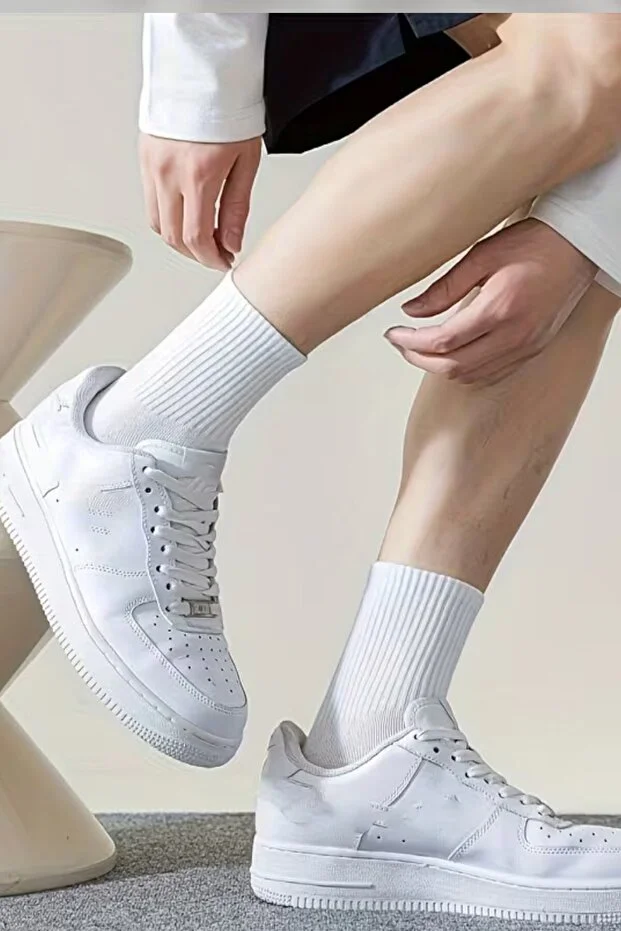 Esinti Unisex Beyaz Siyah Kolej Çorap 8'li Paket Pamuklu 8 Pairs Beyaz - Siyah