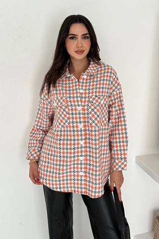 Çift Cepli Oduncu Gömlek Turuncu Turuncu