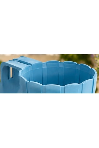 Storeşahin 3d Baskı Askılı Balkon Saksısı Dikey Çizgili Dekoratif Çiçek Ve Aromatik Bitki Saksısı - Mavi Shn0720