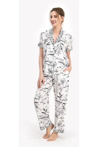 Pierre Cardin Leopard Krem Kadın Gömlek Pijama 5274-26703
