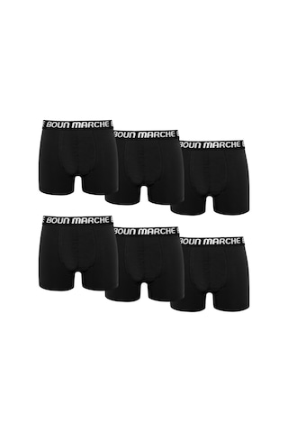 Boun Marche Erkek Boxer Likralı Premıum 6'lı Kutu Paul Siyah
