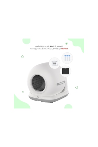 Haustier Cb001 Gri Akıllı Otomatik Kedi Tuvaleti, App İle Uzaktan Kontrol, 75lt Hazne, 7lt Çöp Haznesi, Ağırlık Sensörlü