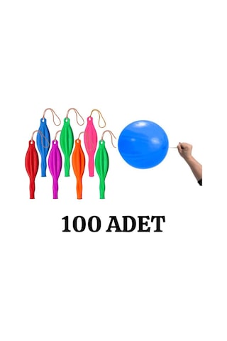Punch Balon 100'lü Lastikli Zıpzıp Atom Balon Punch Panç İpli Balon Büyük Boy Renkli Balon Çok Renkli