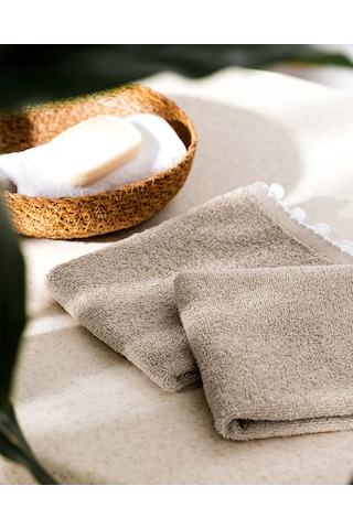 Melly Kroşeli 2'li %100 Pamuk El Havlusu - Bej - 30x40 Cm 8684427204764 Ekru