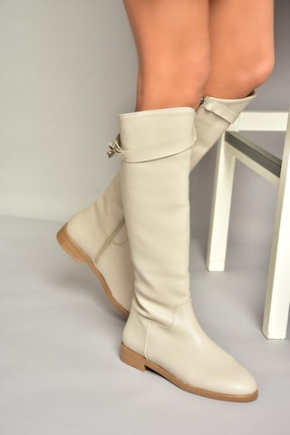 Fox Shoes T848443409 Bej Klasik Kadın Çizme Bej-suni Deri Bej