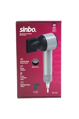 Sinbo Shd-1756 Saç Kurutma Makinesi 110.000rpm 3 Hız - Sıcaklık Ayar Dijital Ekran Sessiz Çalışma
