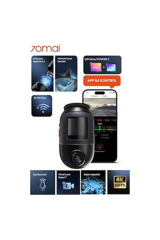 70mai Dash Cam X800 128gb Siyah