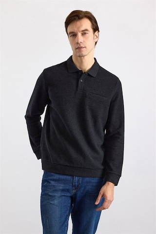 Süvari Siyah Regular Düz Polo Yaka Sweatshirt Ssw2013700002-s09