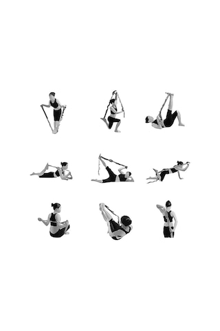 Rebuwo Sekiz Kademeli Pilates Bandı Direnç Bandı Yoga Lastiği Esneme Kayışı Siyah Siyah