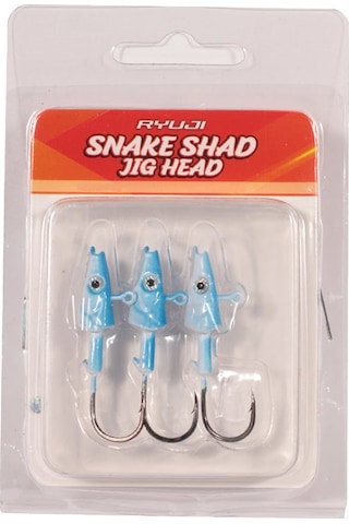 Ryuji Snake Shad 2/0 10gr Jig Head Pearl White Glow