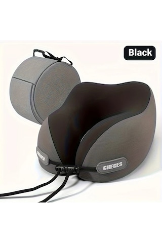 Honeybeeshop Siyah Araba Ucak Seyahat Ve Ofis Icin Ergonomik U Seklinde Boyun Yastigi Depolama Cantali Rahat Bas Destegi Travel Pillo