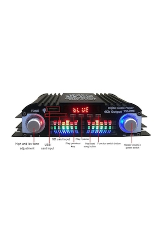 Novahub Araba Bt5.0 O Güç Amplifikatörü 4 Kanal 12v Siyah Lcd Stereo Alıcı Fm Usb Sdcard Aux
