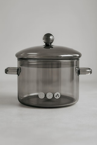 Morponi Borosilikat Cam Tencere 1.9 Lt Füme Şeffaf