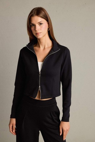 Defacto Yarım Balıkçı Yaka Modal Fermuarlı Sweatshirt G2921ax25aubk81 Siyah