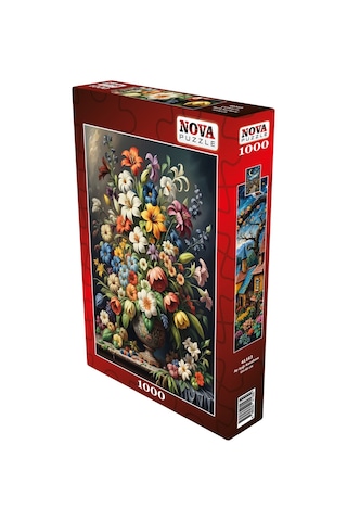 Nova Puzzle 1000 Parça Çiçeklerin Renk Senfonisi Puzzle - Vazoda Çiçek Kolajı
