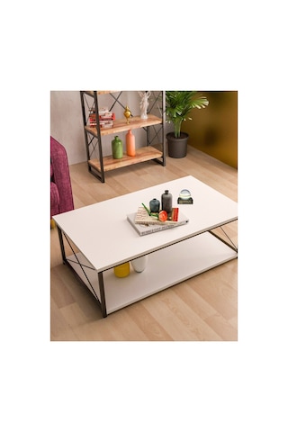 Vaveni Double Orta Sehpa Beyaz 90x50 Cm Arz