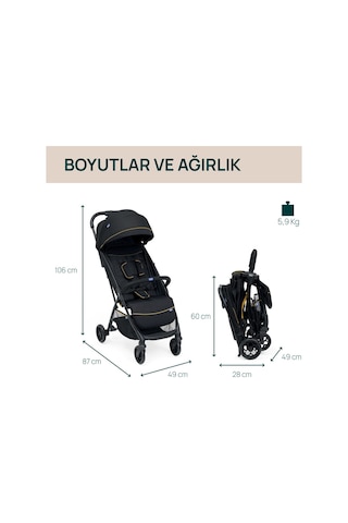 Chicco Glee Bebek Arabası Uneven Black 08087068730000 Siyah