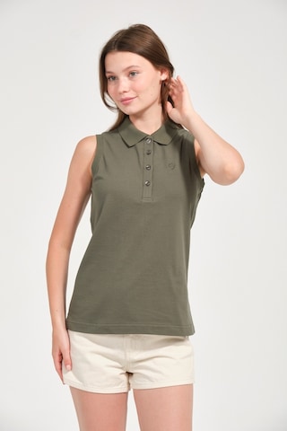 Kadın Regular Fit Kolsuz Polo Haki