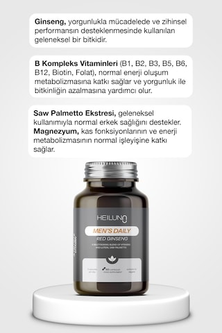 Men S Daily Multivitamin 60 Kapsül Red Ginseng, Likopen & Saw Palmetto İle Enerji Ve Güç Desteği