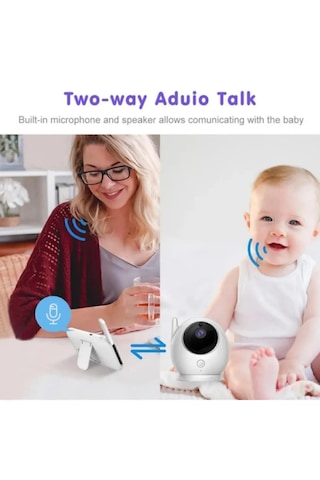 Crow's Tech Ct-lcd Ekranlı Gece Görüşlü Bebek Monitörü - Bebek Izleme Kamerası Oda Sıcaklığı Kontrollü Kablosuz Beyaz