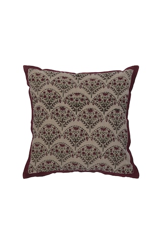 Yargıcı Çiçek Desenli Keten Pamuk Kare Yastık 50x50 Cm 26knht1008c St