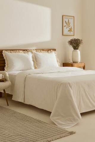 Kaşmir Home Lisa %100 Pamuk Çift Kişilik Nevresim Takımı Offwhite
