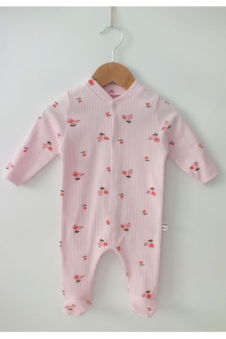 Bebe Wini Pembe Çiçekli 100 %pamuk Patikli Tulum Renkli