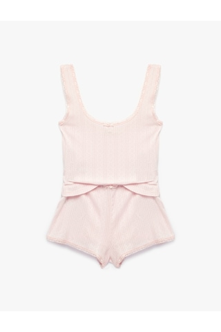 Koton Pamuklu Askılı Şortlu Pijama Takımı Pembe 6slk40182mk
