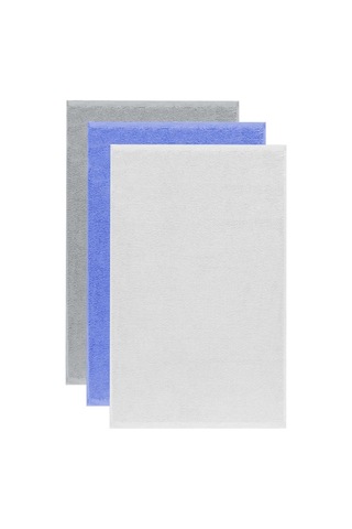 3 Lü Düz Renk El Yüz Havlu Seti %100 Pamuklu 50x90 Cm Gri-mavi-beyaz 11