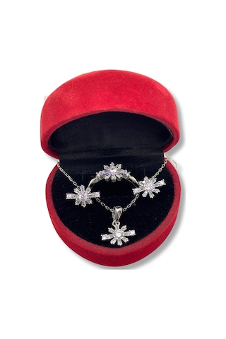 Oya Silver Işıltılı Kar Tanesi Gümüş Set&takım
