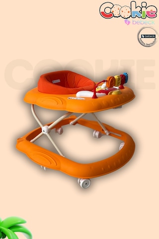 Cookie Ayarlanabilen Müzikli Yumuşak Pedli Lüks Yürüteç Turuncu