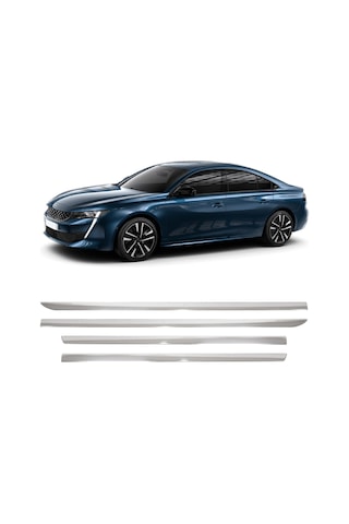 Peugeot 508 Uyumlu Krom Yan Kapı Çıtası 4 Parça Paslanmaz Çelik