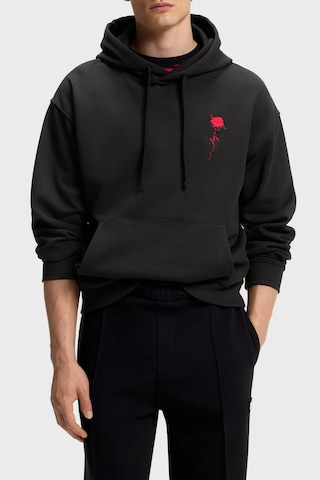 Hugo Logolu Relaxed Fit Kapüşonlu Sweat Erkek Sweat 50574451 001 Siyah