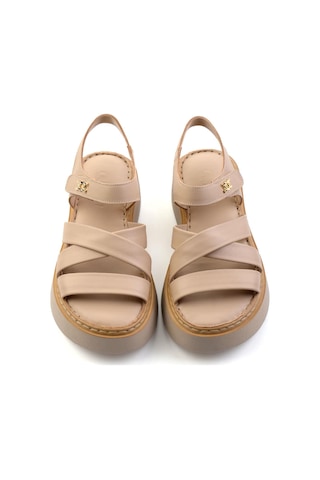 Bambi Bej Leather Kadın Sandalet K05299113603 Bej