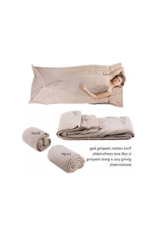 Pazly Yumuşak Pamuklu Kamp Uyku Tulumu - Mavi/bej, Rahat Kampçılık İçin Haki