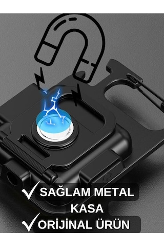 4 Adet Led Anahtarlıklı Metal Kasa El Feneri Cep Boy Cob 800mah Siyah