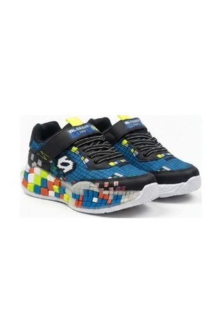 Nstil Günlük Unisex Çocuk Spor Ayakkabı Sneaker Cırtlı Rahat Hafif Konforlu Dayanıklı 02-03 Siyah - Saks