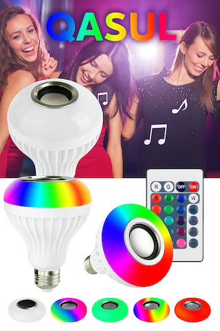 Bluetooth Hoparlörlü, Rgb Led Işıklı Lamba, Uzaktan Kumandalı Beyaz