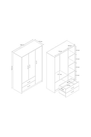 3506 GRANDE MODERN 3 KAPILI GARDROP SEPET