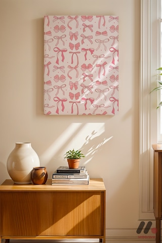 Pembe Kurdele Deseni, Çerçevesiz Yüksek Kalite Duvar Afişi - Modern Ev Dekorasyonu